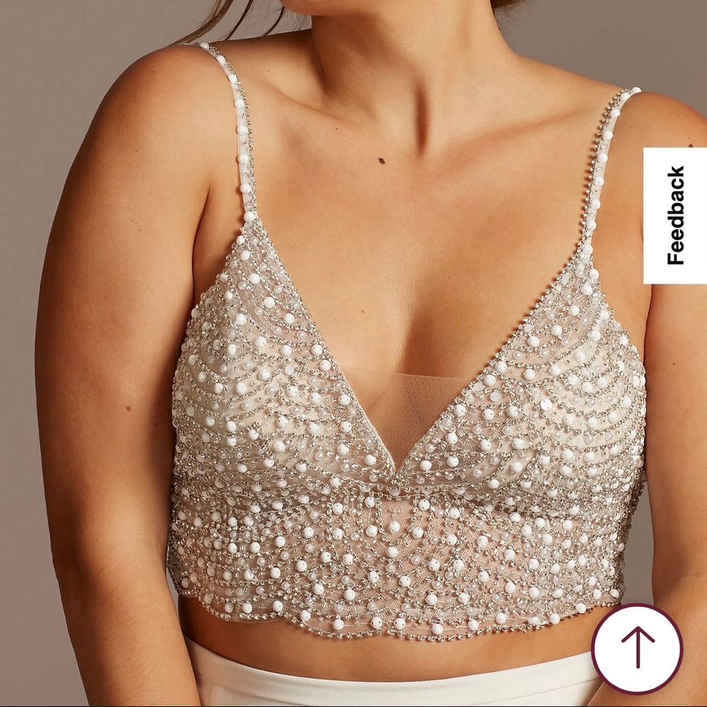 NWT David’s Bridal Studio Spaghetti Strap Bridal Wedding Separates Crop Top